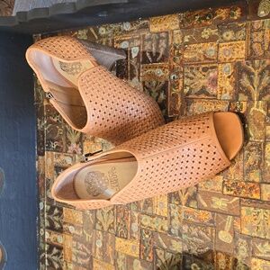 Vince Camuto Tan Perferated Open Toe Booties